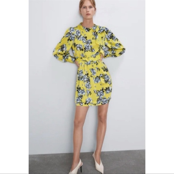 Zara Floral Print Dress With Bow Tie Satin Size M & L 🦋 Bloggers Favorite 🦋 - Picture 5 of 15